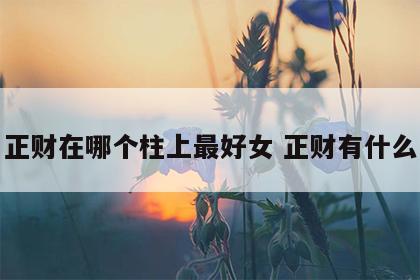 正财在哪个柱上最好女 正财有什么