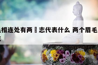 眉毛相连处有两粿志代表什么 两个眉毛之间的志