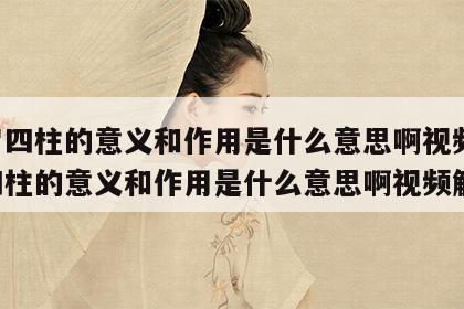 比肩四柱的意义和作用是什么意思啊视频 比肩四柱的意义和作用是什么意思啊视频解说