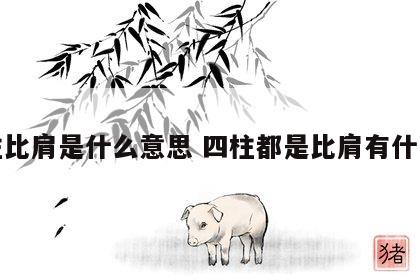 四柱比肩是什么意思 四柱都是比肩有什么病