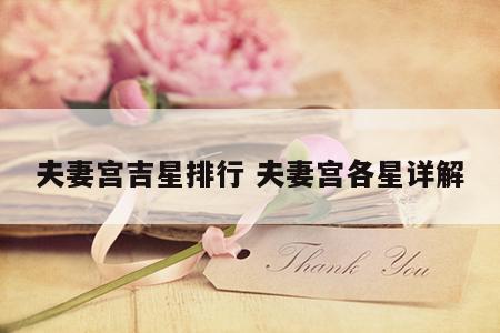 夫妻宫吉星排行 夫妻宫各星详解