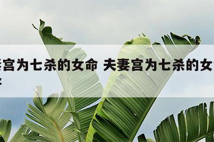 夫妻宫为七杀的女命 夫妻宫为七杀的女命好不好