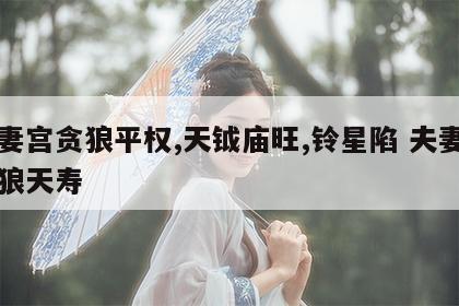 夫妻宫贪狼平权,天钺庙旺,铃星陷 夫妻宫贪狼天寿