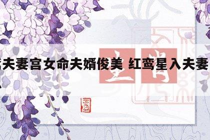 红鸾夫妻宫女命夫婿俊美 红鸾星入夫妻宫啥意思