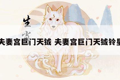 夫妻宫巨门天钺 夫妻宫巨门天钺铃星