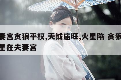夫妻宫贪狼平权,天钺庙旺,火星陷 贪狼天钺星在夫妻宫