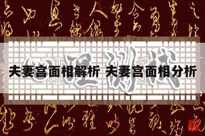 夫妻宫面相解析 夫妻宫面相分析