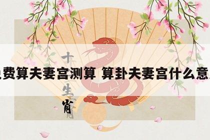 免费算夫妻宫测算 算卦夫妻宫什么意思