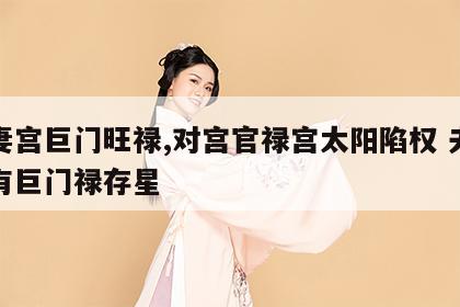 夫妻宫巨门旺禄,对宫官禄宫太阳陷权 夫妻宫有巨门禄存星