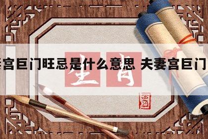 夫妻宫巨门旺忌是什么意思 夫妻宫巨门星旺忌