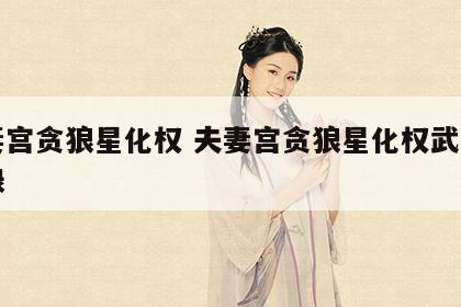 夫妻宫贪狼星化权 夫妻宫贪狼星化权武曲星化禄