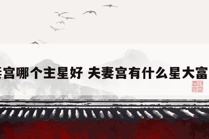 夫妻宫哪个主星好 夫妻宫有什么星大富大贵