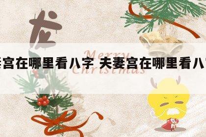 夫妻宫在哪里看八字 夫妻宫在哪里看八字最准