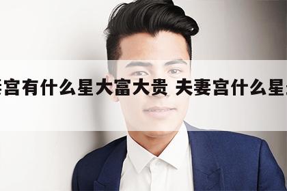 夫妻宫有什么星大富大贵 夫妻宫什么星最幸福