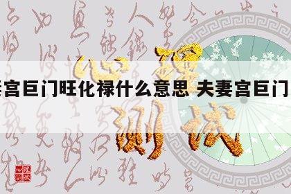 夫妻宫巨门旺化禄什么意思 夫妻宫巨门星化禄