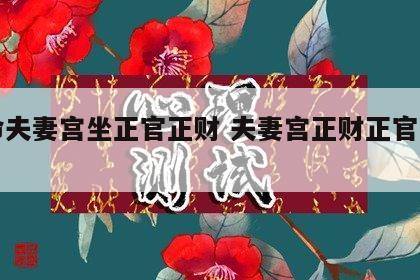 女命夫妻宫坐正官正财 夫妻宫正财正官的男生